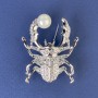Brooch Kulok Scarab White Crystals Pearl Silver-Tone Metal 40x33mm+