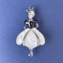 Brooch pendant 'Princess' Pearl-colored silvery metal 50x28 mm ± white crystal