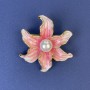 Flower Brooch, diameter 45mm ± pink enamel and pearl