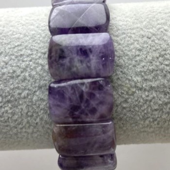 Amethyst Link Bracelet, diameter 17x12 mm, length 18 cm, stretch