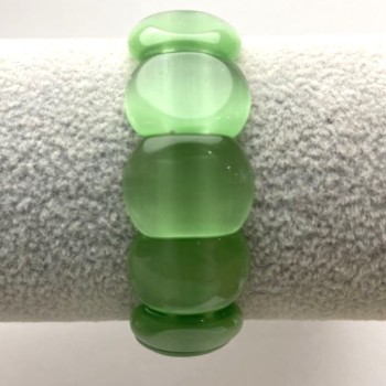 Cat's Eye Bracelet, green color 'link' 18x12mm, length 18cm +/- stretch