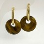 Tiger's Eye Hoop Earrings, 18mm diameter, 30mm length