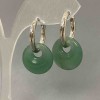 Nephrite Donut Earrings, post with ring, 18mm diameter, 31mm length