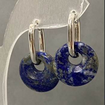 Azurite 'Donut' Earrings, diameter 18mm±, length 31mm±