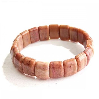 Rhodonite elastic bracelet with rectangular stones 10×15 mm (±)