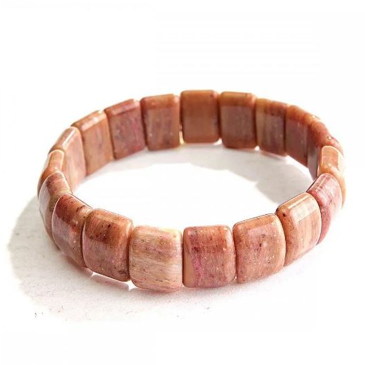 Rhodonite elastic bracelet with rectangular stones 10×15 mm (±)