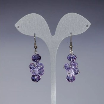 Long earrings "Grapes" lilac "Czech crystal", length 5 cm