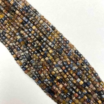 Pietersite Beads, Faceted Cube Shape, 3 mm Diameter, 39 cm Length