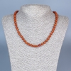 Red Jasper Necklace, Smooth Beads, 6.5 mm Diameter, 48 cm Length, with Clasp