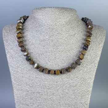 Bronzite Necklace, Faceted, diameter 10x6–9 mm, length approx. 50 cm, with clasp