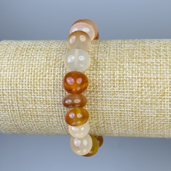 Carnelian Faceted Bracelet, diameter 12×9–11 mm, length 18 mm, stretch