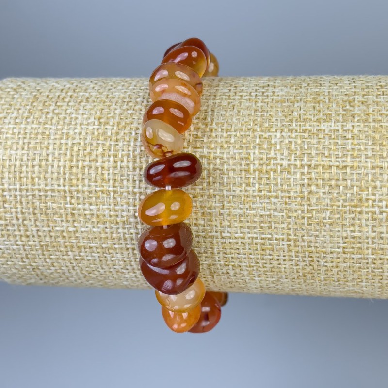 Carnelian bracelet, faceted, diameter 8-15×-5-8 mm, length 18 mm, stretch