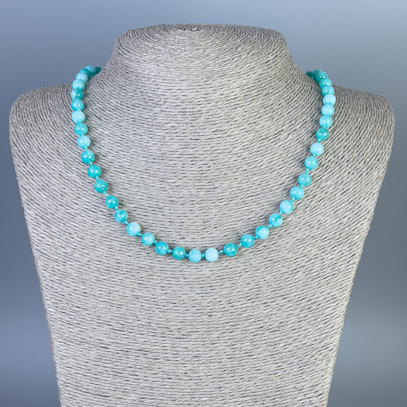 Amazonite Necklace (Imitation) Smooth Beads, 6mm Diameter, 50cm Length with Clasp