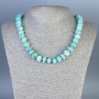 Amazonite Necklace with Faceted Beads, diameter 11x7–10 mm, length 45 cm +/- with clasp