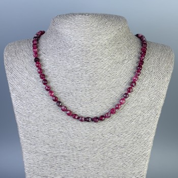 Faceted Tourmaline Cube Beads Necklace 6x5 mm, 50 cm length with clasp