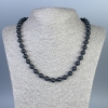 Shungite Necklace smooth bead, diameter 8 mm±, length 50 cm± with clasp