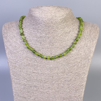 Jadeite Bead Necklace, Smooth Beads, 6 mm Diameter, approx. 45 cm Length, with Clasp