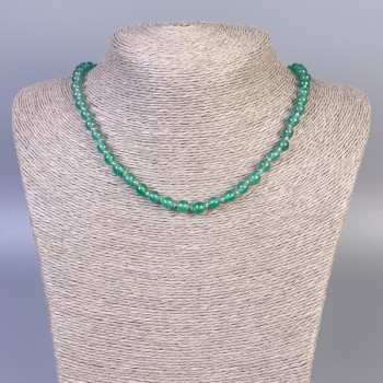 Imitation Nephrite Necklace, Smooth Beads, 6 mm Diameter, 45 cm Length, with Clasp