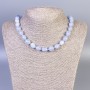 Faceted Aquamarine Necklace, bead diameter 12x10 mm +/-, length 45 cm +/- with clasp