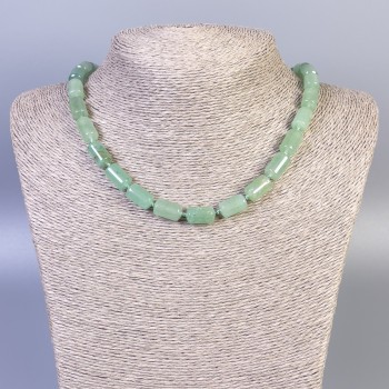 Nephrite Necklace with smooth cylindrical beads, diameter 14×8 mm, length 45 cm ±, with clasp