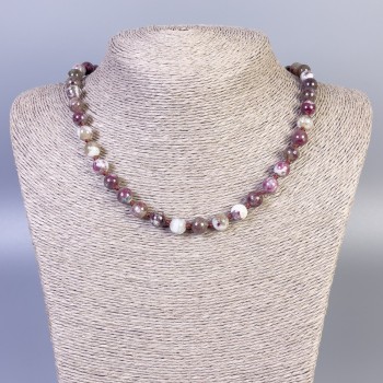 Tourmaline Necklace with Smooth Beads, 8 mm Diameter, 45 cm Length, with Clasp