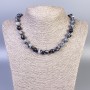 Snow Obsidian Apache Tears Beaded Necklace, 10 mm faceted beads, about 50 cm long with clasp