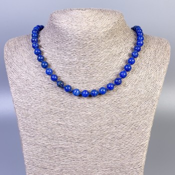 Azurite imitation necklace — smooth beads, 8 mm diameter, length 45 cm ± with clasp