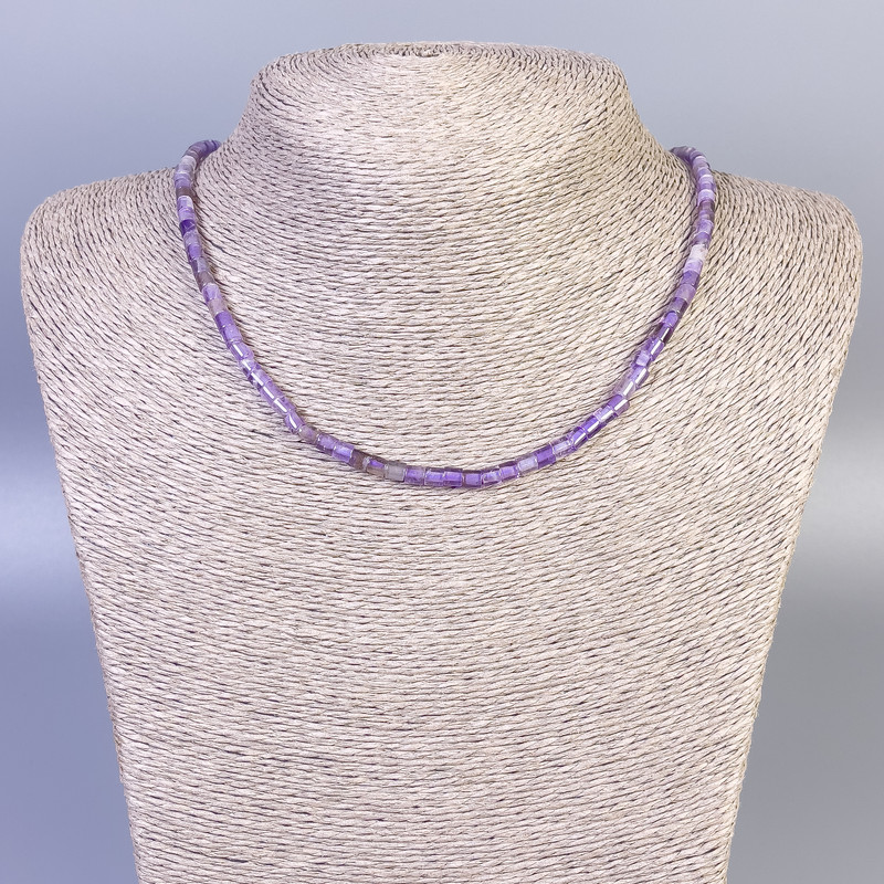 Amethyst Necklace with natural gemstone, faceted cut, 4x4 mm diameter, length 45 cm, with clasp