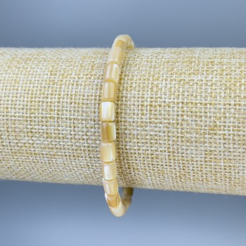 Bracelet with Mother-of-Pearl, Faceted, 6x5 mm diameter, 18 mm length, stretch