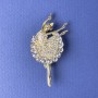 Brooch 'Ballerina' with white rhinestones, 51×26 mm, gold-tone metal