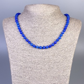 Lapis Lazuli Necklace (imitation acrylic) smooth beads, diameter 6 mm ±, length 50 cm ± with a clasp