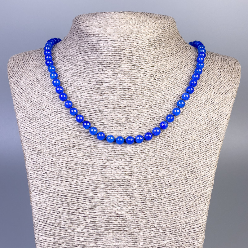 Lapis Lazuli Necklace (imitation acrylic) smooth beads, diameter 6 mm ±, length 50 cm ± with a clasp