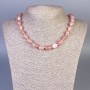 Strawberry Quartz Faceted Necklace, bead diameter 13x11 mm ±, length 45 cm ± with clasp