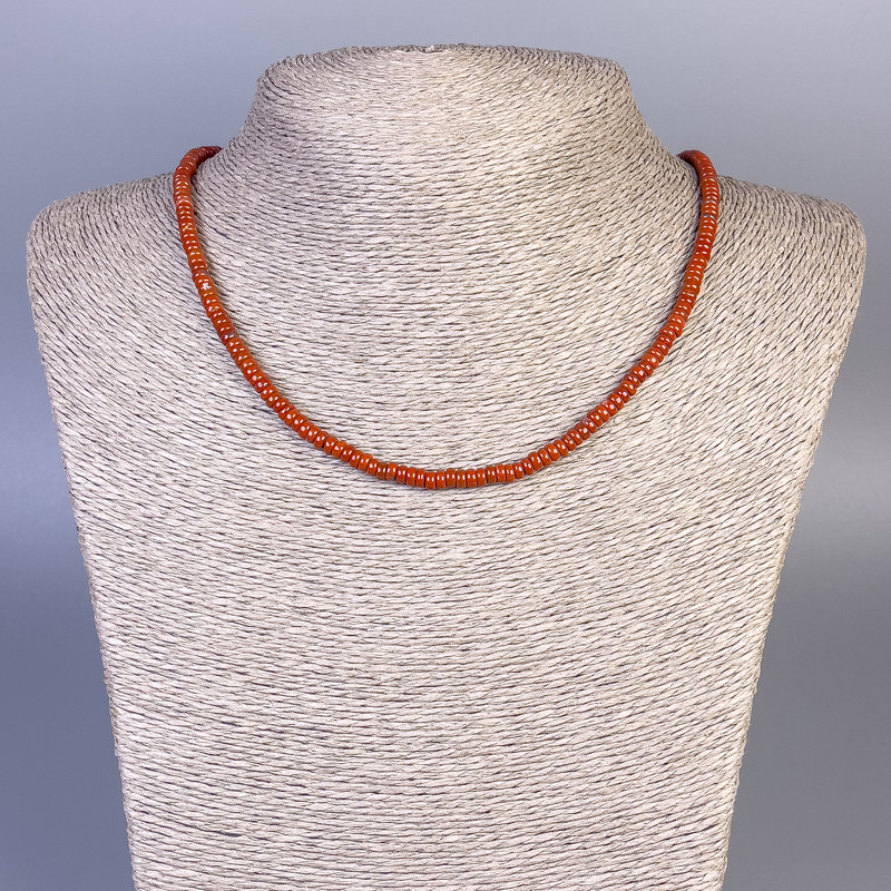 Red Jasper Rondelle Necklace, 4×2 mm rondelle beads, length 45 cm ± with clasp