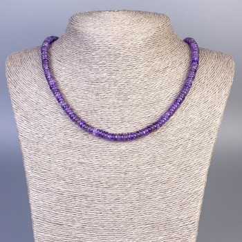 Amethyst Rondelle Necklace, 6x2 mm diameter, 50 cm long with clasp