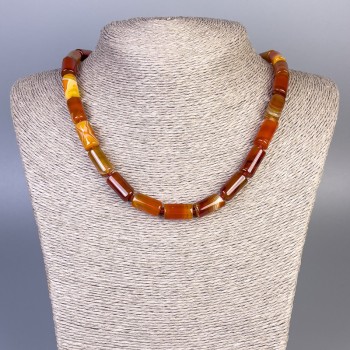 Agate Cylinder Necklace, 16x8 mm diameter, 45 cm length, with clasp
