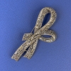Брошка Бант сірі стрази колір бронза золотистий метал, діаметр 78х40мм +