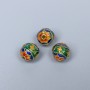 Cloisonne Bead - red, green, blue, yellow enamel, 9 mm diameter ±, 1.5 mm hole, gold-tone metal color, 1 pc