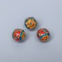 Cloisonné Bead Turquoise-Red Enamel, 10mm diameter, 1.5mm hole, gold-tone metal, 1 pc