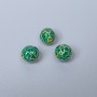 Cloisonné Bead with Green Enamel, 8 mm diameter, 1.5 mm hole, gold-tone metal, 1 pc