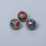 Cloisonné Bead Component red turquoise blue enamel, 8 mm diameter, hole diameter about 1.5 mm, gold-tone metal color, 1 pc