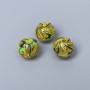 Cloisonné bead with green enamel, 10 mm diameter, hole 2 mm, gold-tone metal, 1 pc