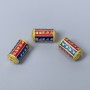 Cloisonne Bead, Cylindrical, Blue-Red Enamel, 7×14 mm, Hole Diameter 1.5 mm, Gold-Tone Metal, 1 pc