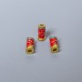 Cloisonné Bead Cylinder Fish red-green enamel, diameter 4x9 mm ±, hole 2 mm, gold-tone metal, 1 pc