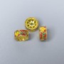 Bead Cloisonné Rondelle Red, Yellow and Green Enamel, Gold-Tone Metal, 10x5mm, Hole 2mm, 1 pc