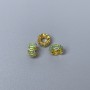 Cloisonne Rondelle Bead, Green Enamel, 6x3mm, hole diameter 2.8mm, gold-tone metal, 1 pc