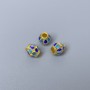 Cloisonné bead with blue and light-blue enamel, diameter 6x7 mm, hole diameter 2-3 mm, gold-colored metal, 1 pc