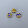Cloisonné Bead Blue Enamel, 6×7 mm, hole 3.5 mm, gold-tone metal color, 1 pc