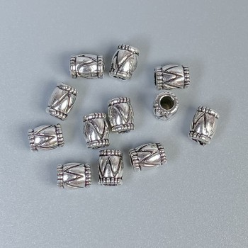 Bead insert findings, silver-tone metal, size 4.5×6 mm, hole diameter approx. 2 mm, packaging 36 pcs