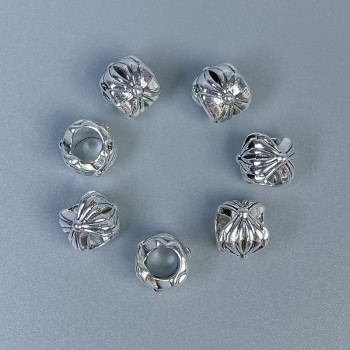 Bead insert findings, silver color, 8×7 mm with 4 mm hole, packaging 18 pcs